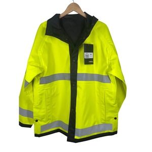 Blauer 26991 Reversible Rain Jacket Mens Medium Fluorescent Yellow Black Hi-Vis
